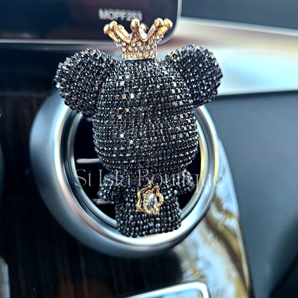 Handmade Crystal Teddy Bear Car Air Freshener, Crystal Air Vent, Bling Bling